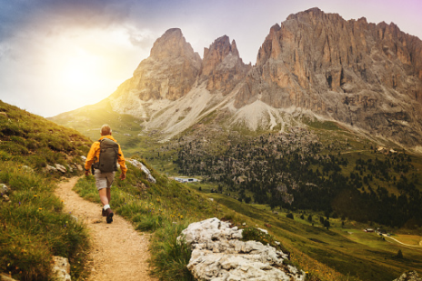 walking in the mountains